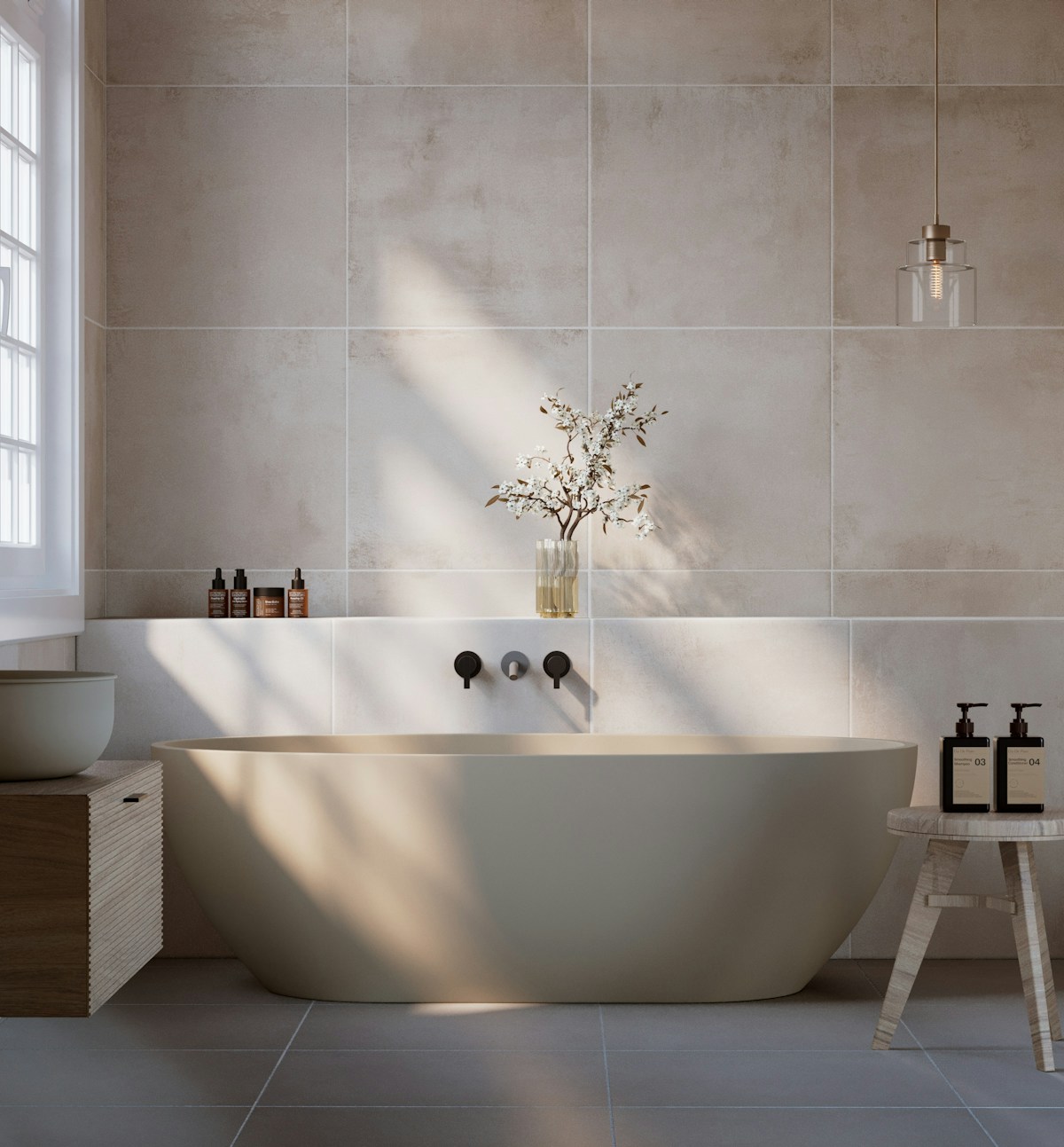 Luxury master bathroom renovation with walk-in shower and double vanity